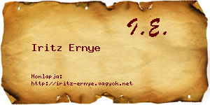 Iritz Ernye névjegykártya